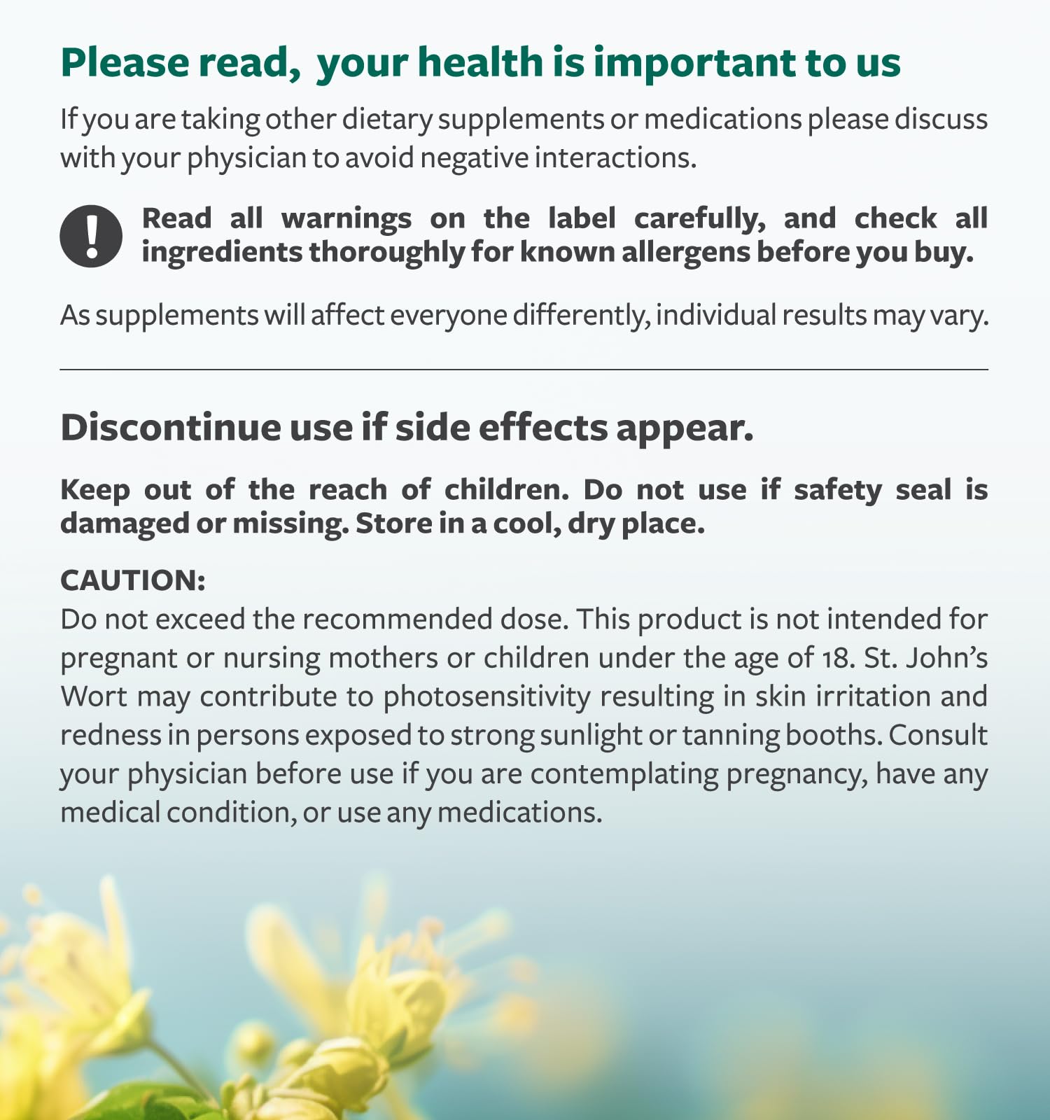 Healths Harmony St. John's Wort capsules with transparent seal implying reliable potency and consistency.