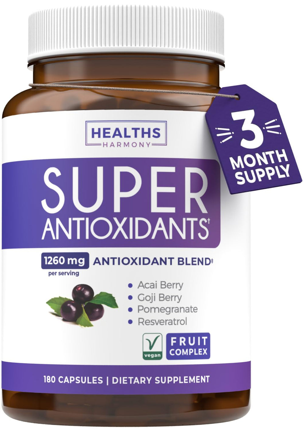 Healths Harmony Super Antioxidants bottle front for daily wellness and antioxidant support