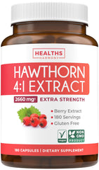 Healths Harmony Hawthorn Berry Extract capsules bottle front may support heart health and daily wellness