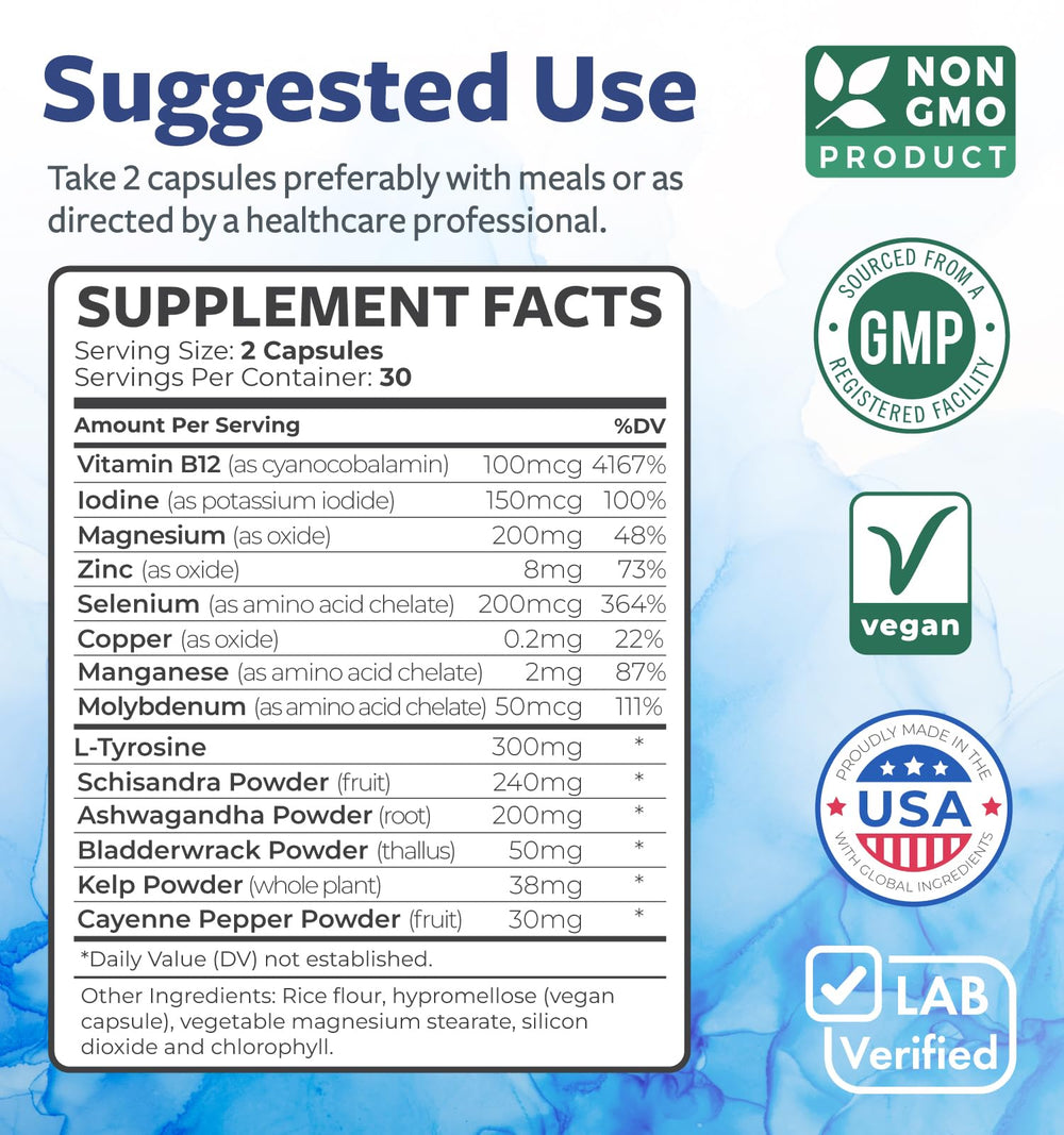 Healths Harmony Thyroid Support ashwagandha bottle close-up presenting herbal blend.