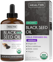 Healths Harmony black seed oil bottle ready for daily wellness support.
