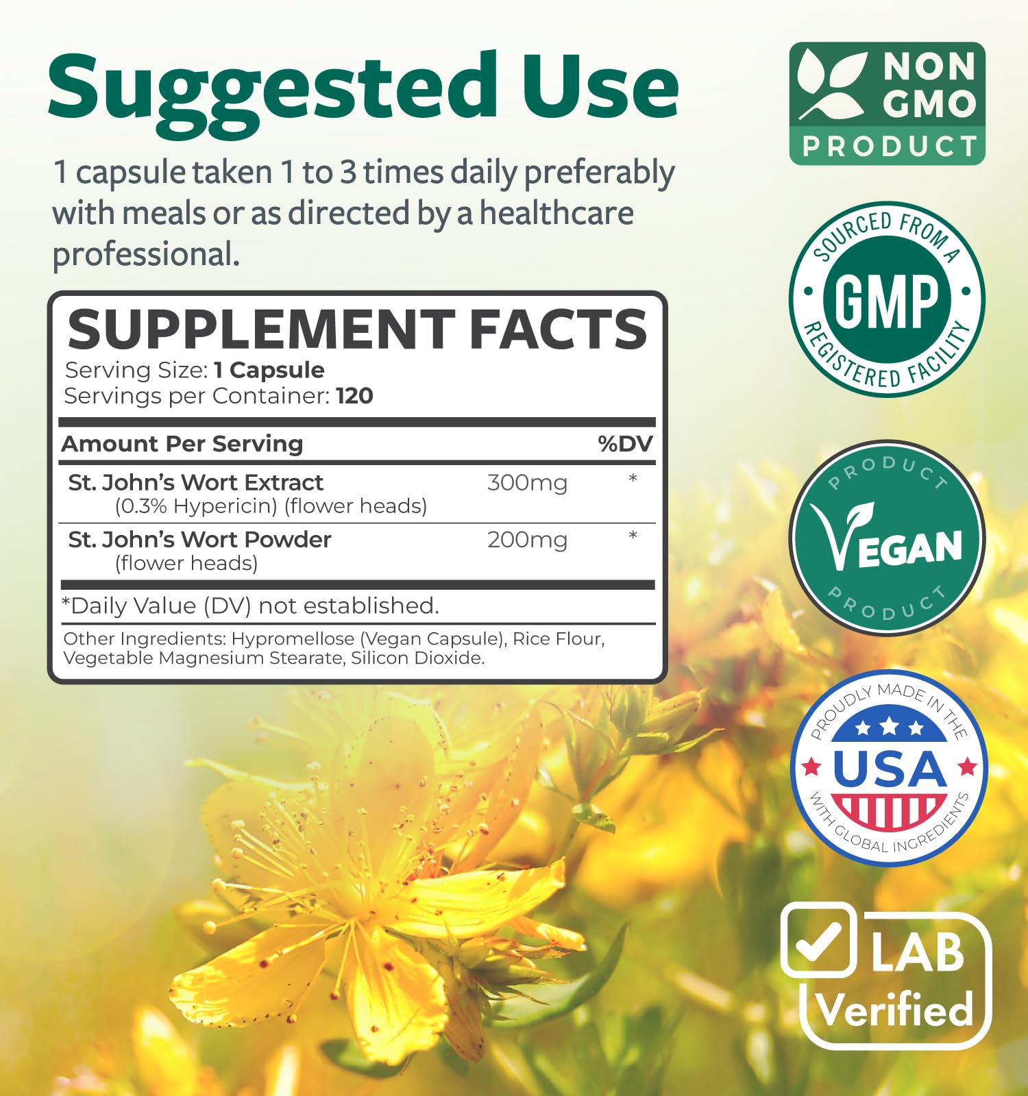 Healths Harmony vegan non-GMO ingredients listed for a clean capsule.