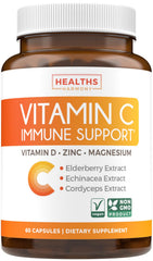 Healths Harmony Vitamin C immune bottle closeup for daily wellness.
