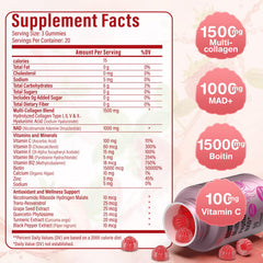 HealthSender Collagen Gummies ingredients close-up highlights NAD and biotin for vitality.