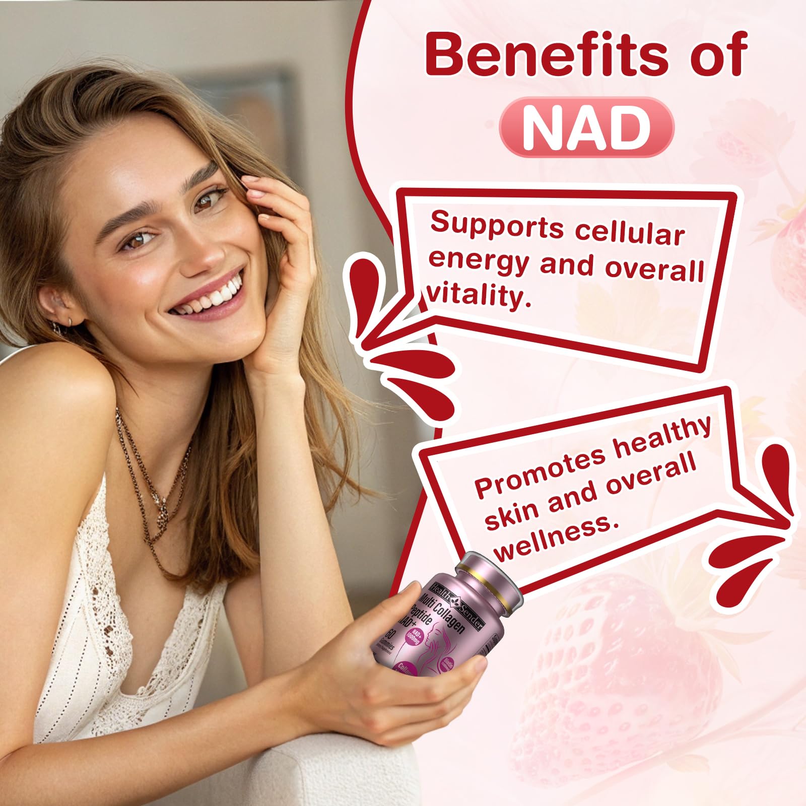 HealthSender Collagen Gummies serving tablet, easy daily dose for hair and nails.