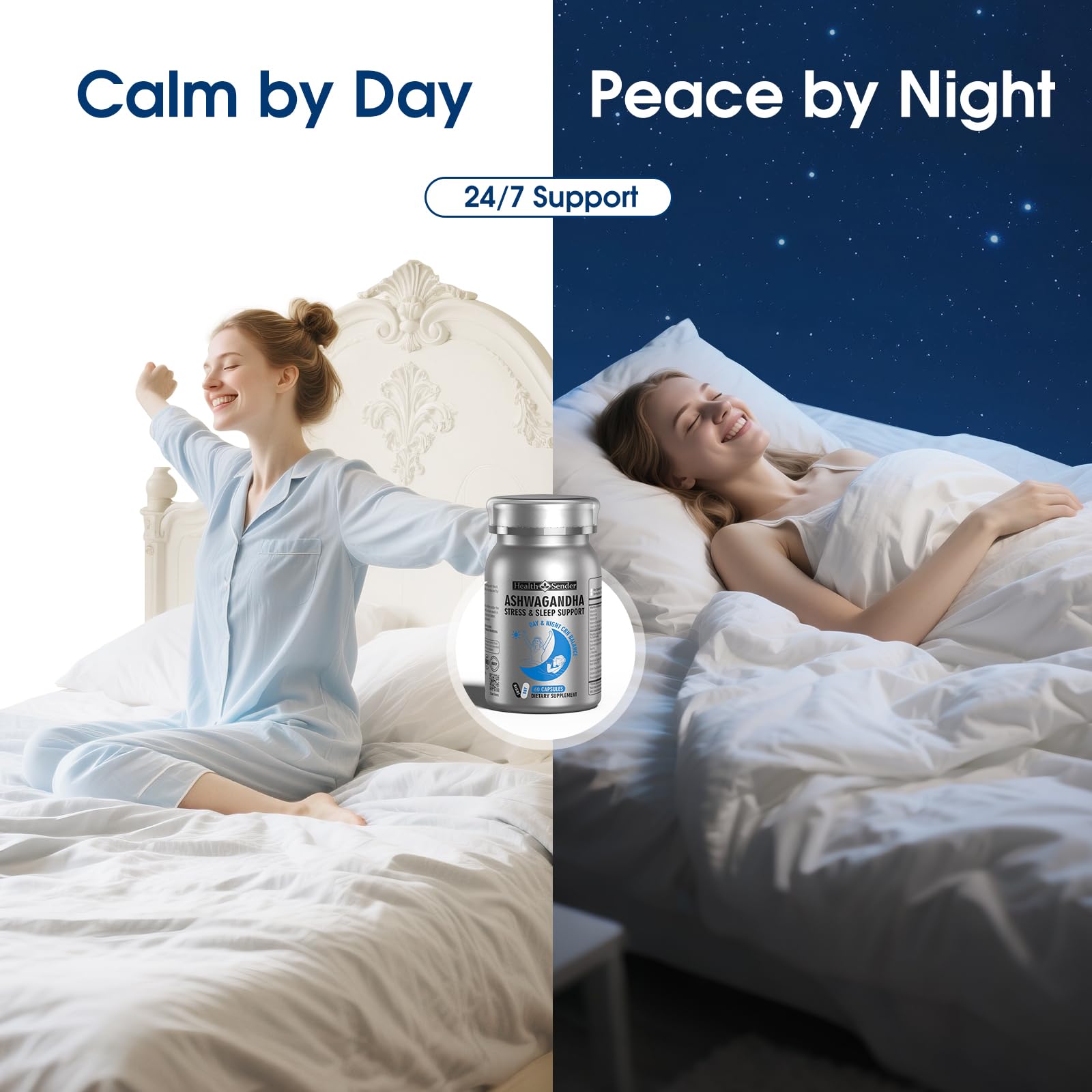 HealthSender For Women and Men wellness capsules in a bottle.