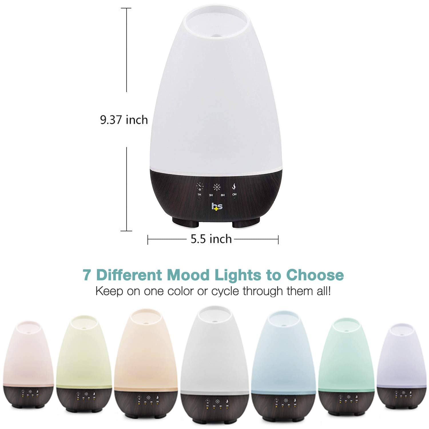HealthSmart diffuser smart touch panel for easy mist and light control.