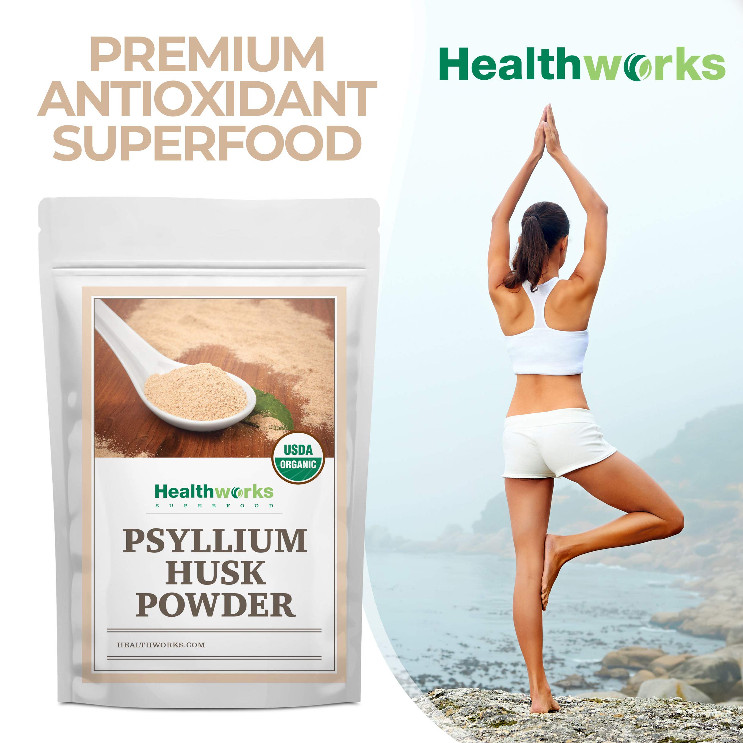 Healthworks Psyllium Husk Powder in kitchen setting demonstrating versatile fiber uses