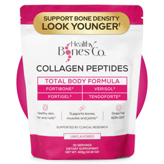 Healthy Bones Co Fortibone bottle pour showing easy daily mixing for bone support.