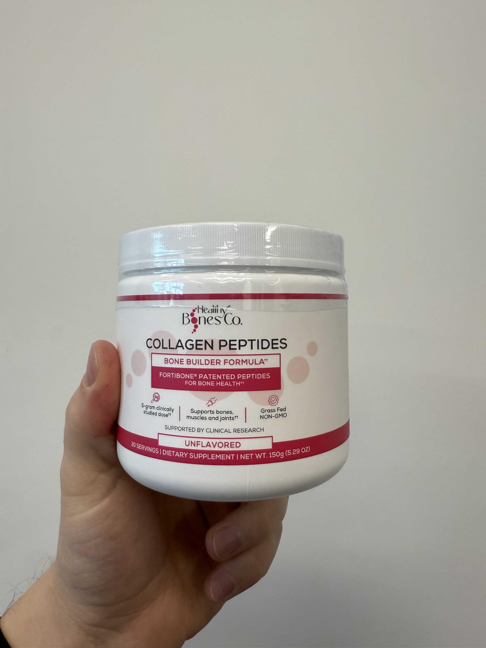 FORTIBONE bottle close-up with nutrition facts for informed use.