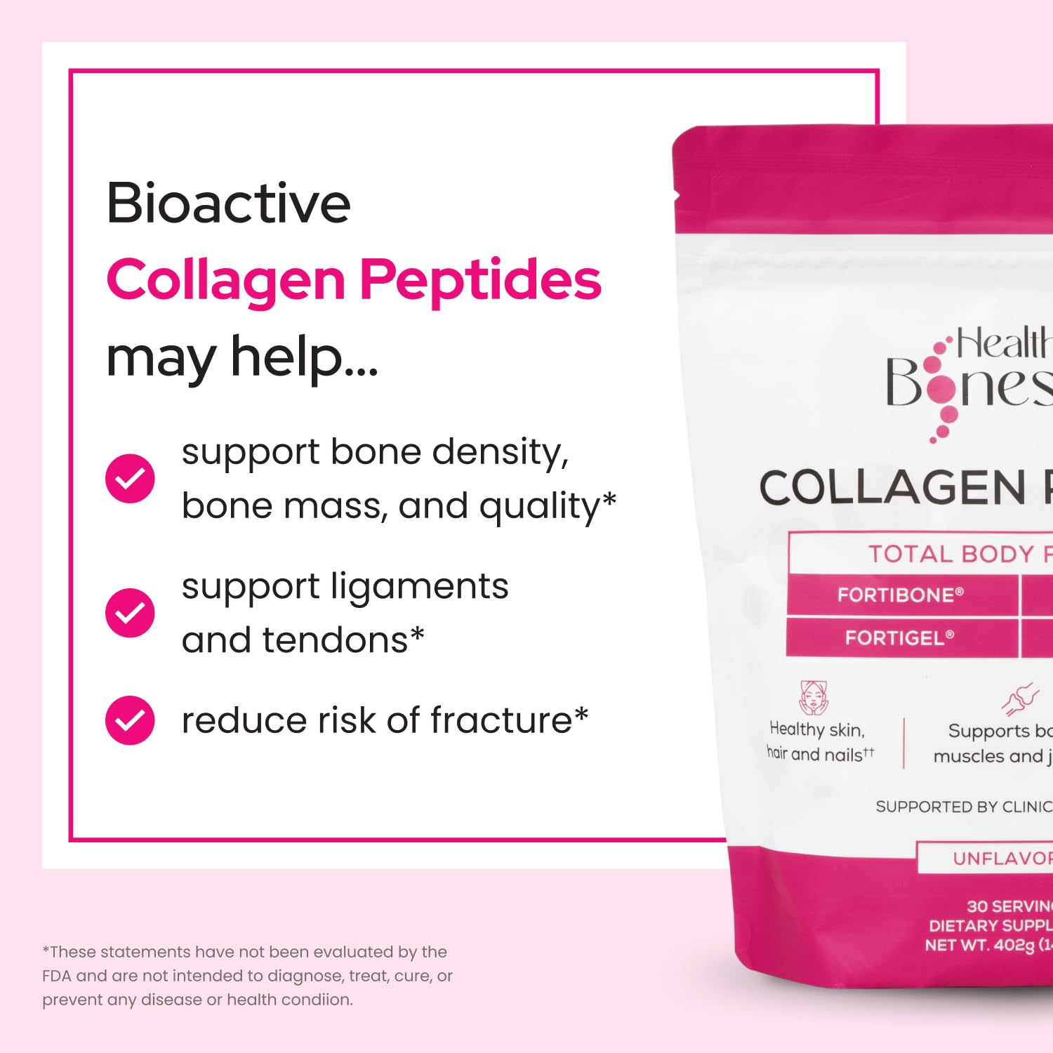 Healthy Bones Co Verisol skin elasticity visuals for a hydrated complexion.