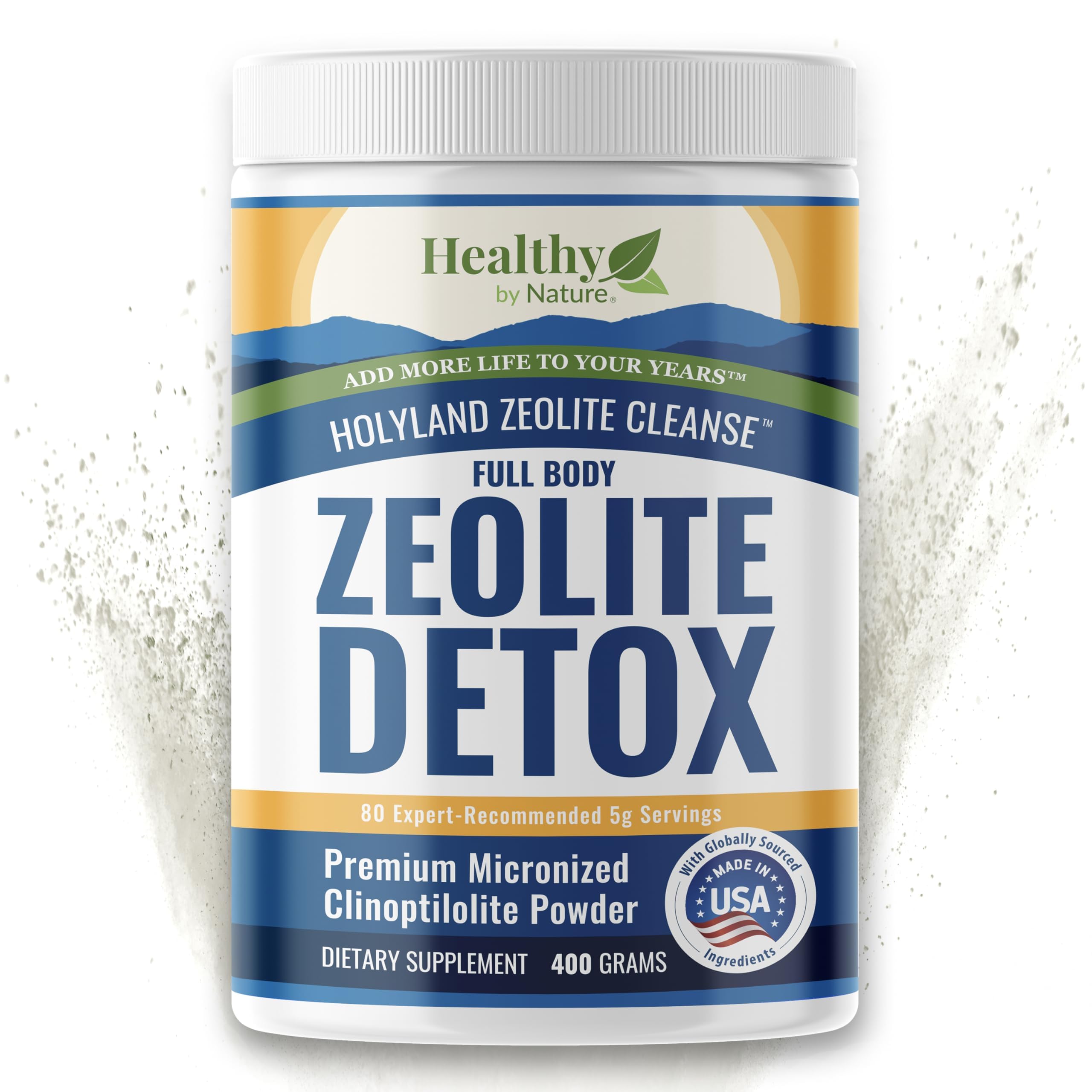Healthy by Nature HolyLand Zeolite bottle-pour for convenient daily use.