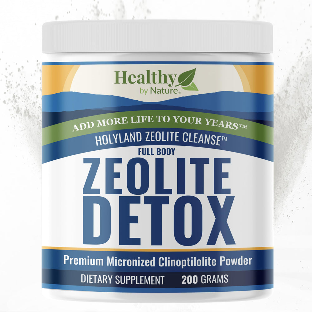 Healthy by Nature HolyLand Zeolite Cleanse bottle for gentle daily detox support.
