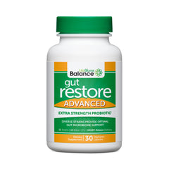 Healthy Directions LifeBiome Gut Restore bottle for daily probiotic support and gut comfort.