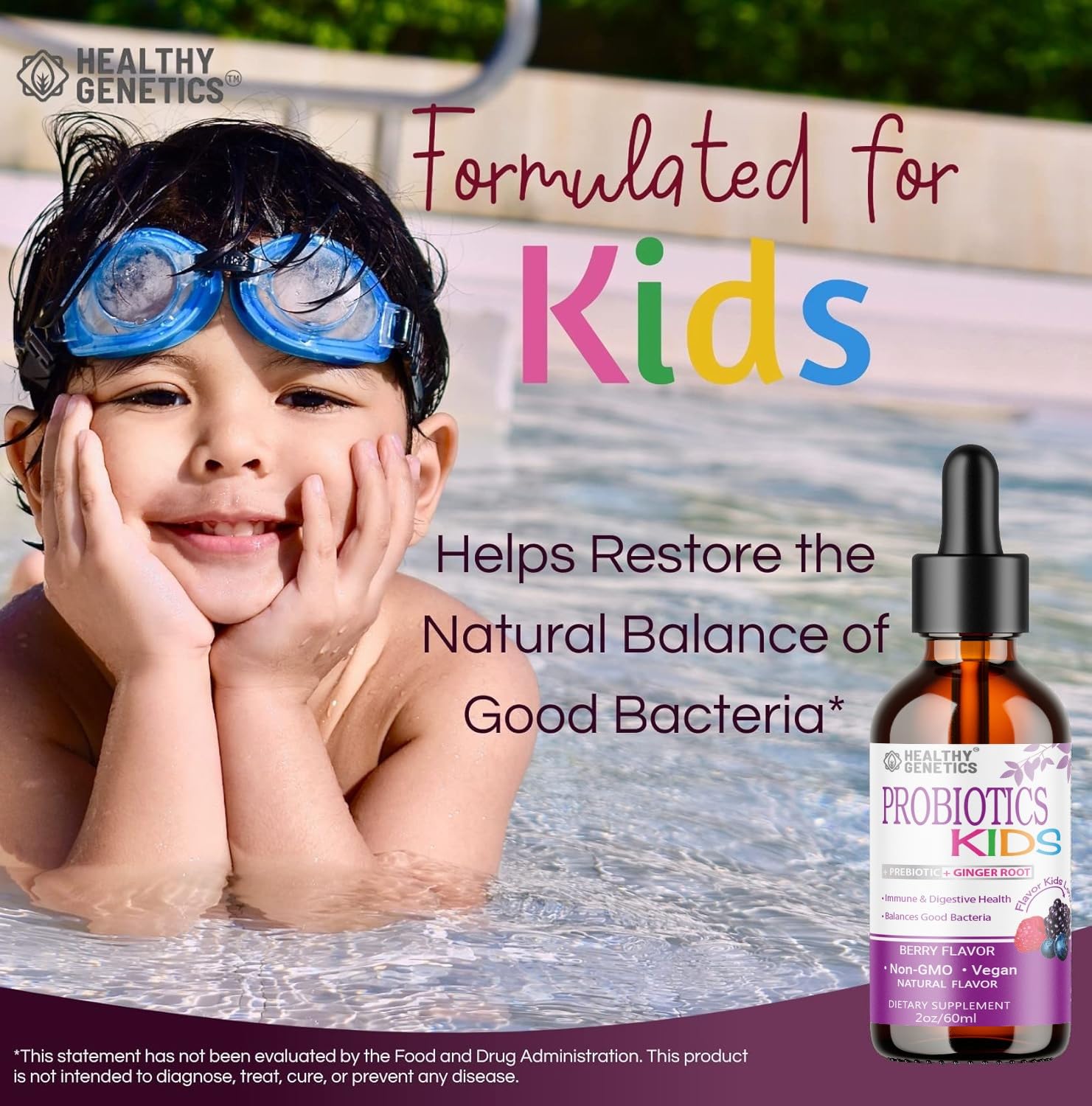 Healthy Genetics amber glass bottle preserves probiotic freshness