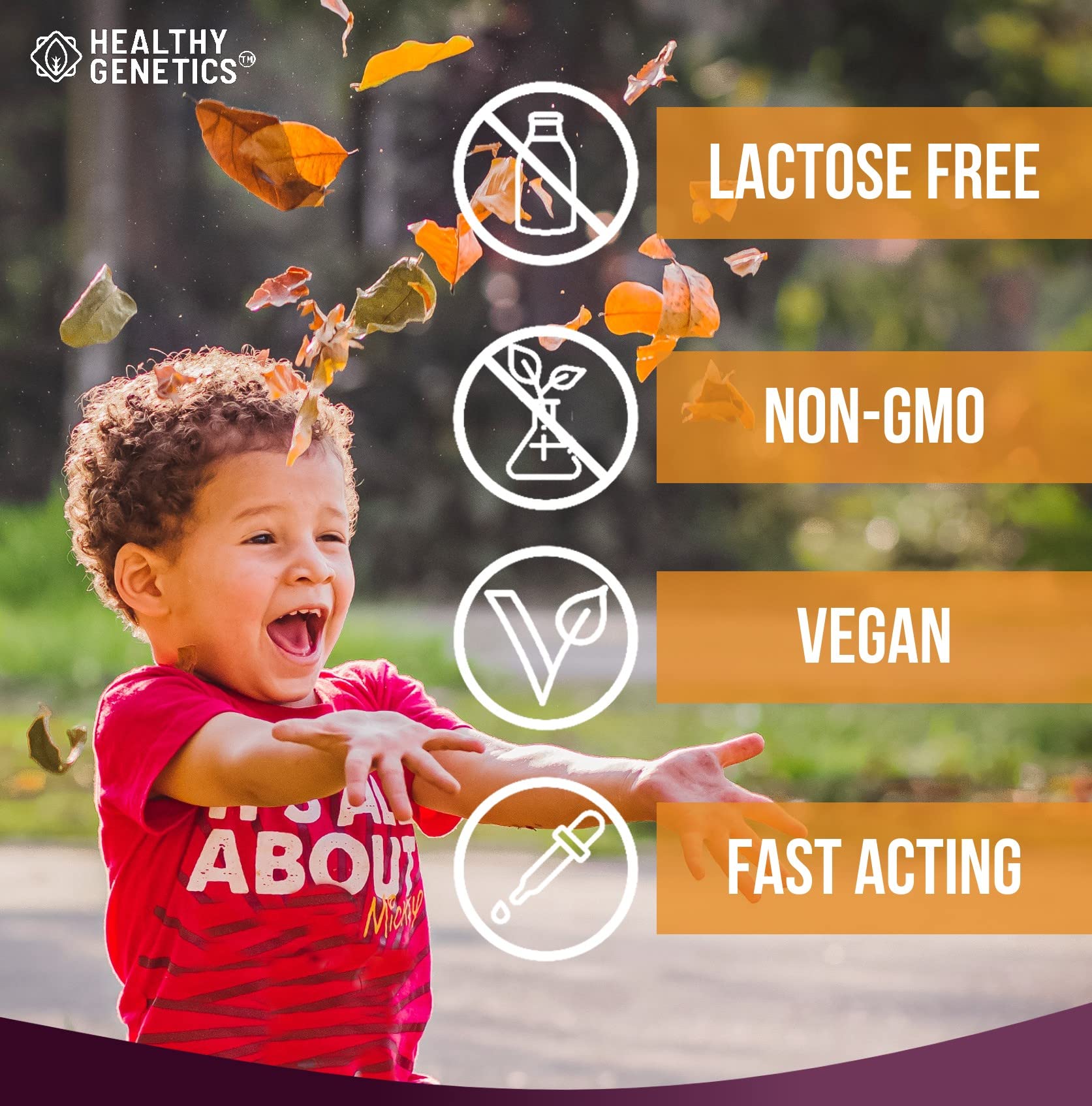 Healthy Genetics label close-up showing prebiotic and probiotic blend