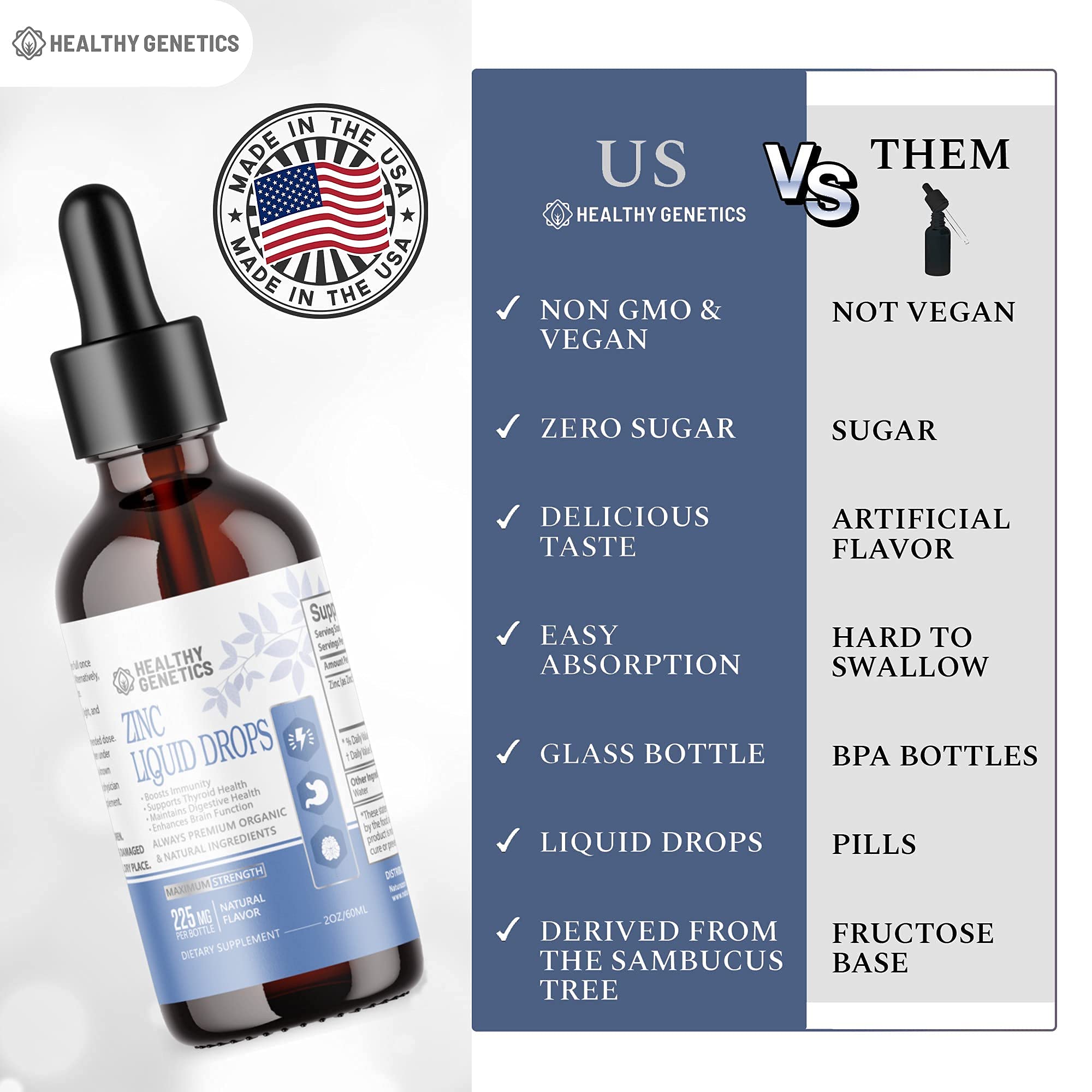 Healthy Genetics Liquid Zinc Drops with kid-friendly flavor for family routines