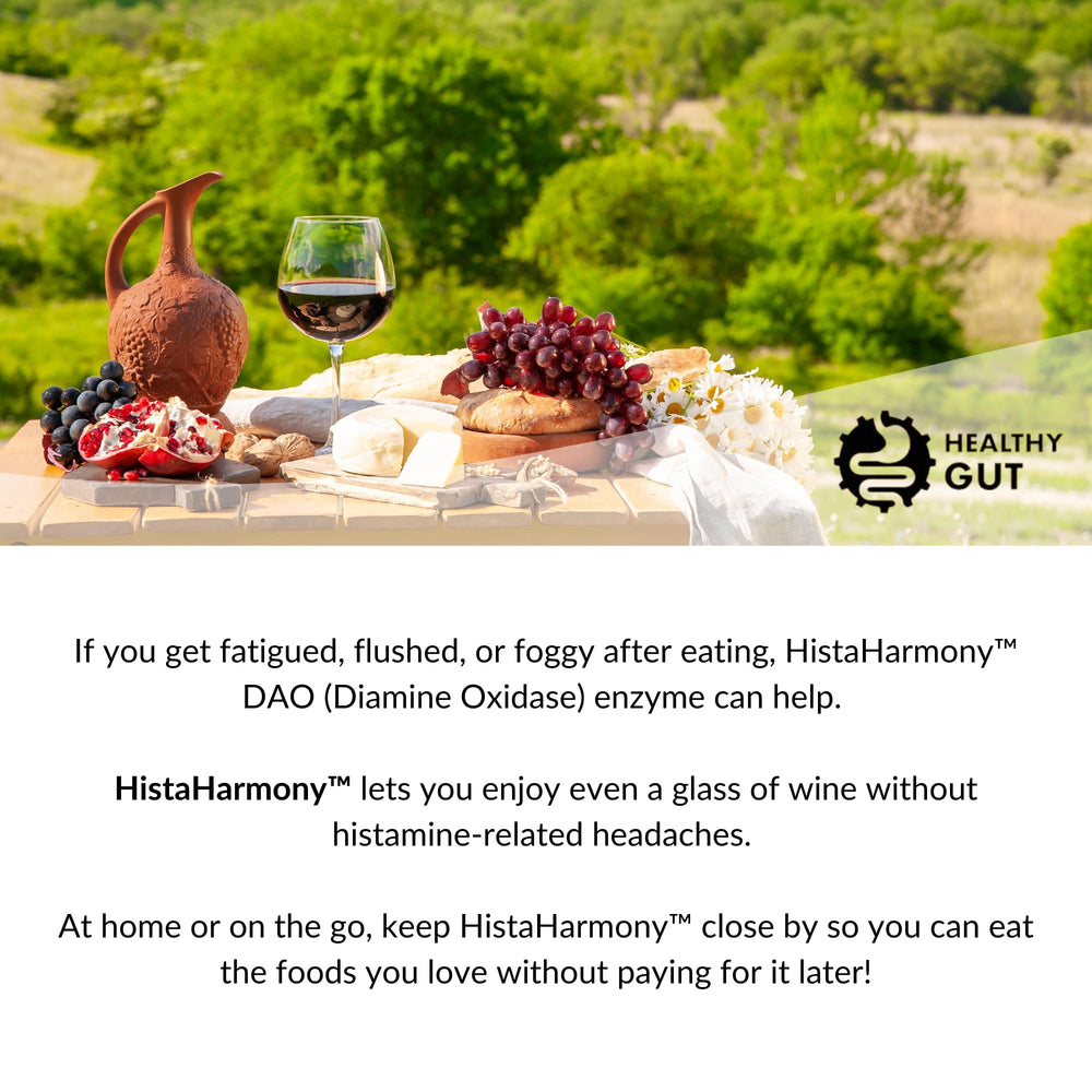 Healthy Gut HistaHarmony front packaging suggesting gentle, science-backed support.