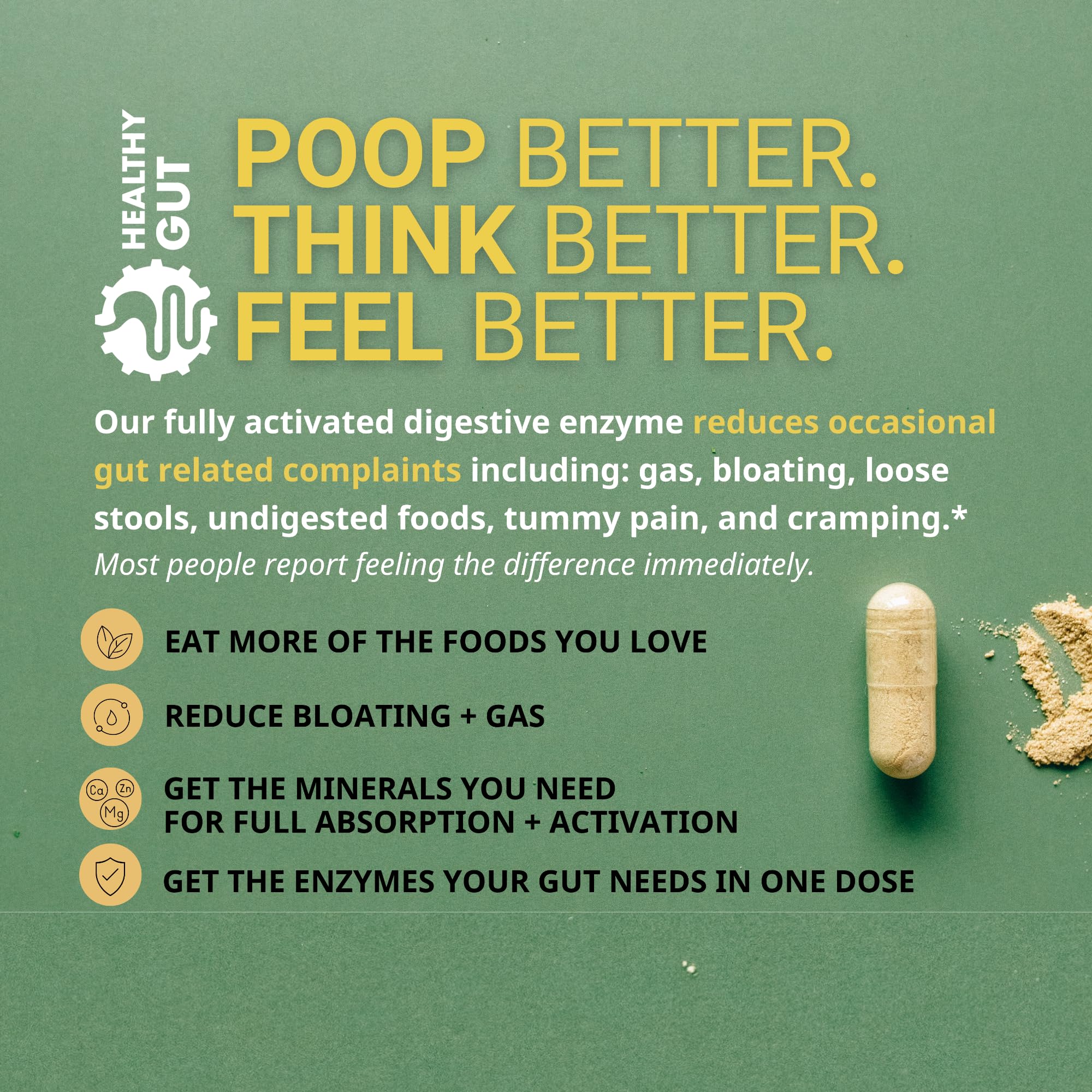Healthy Gut HoloZyme Max non-GMO gluten-free icon on label.