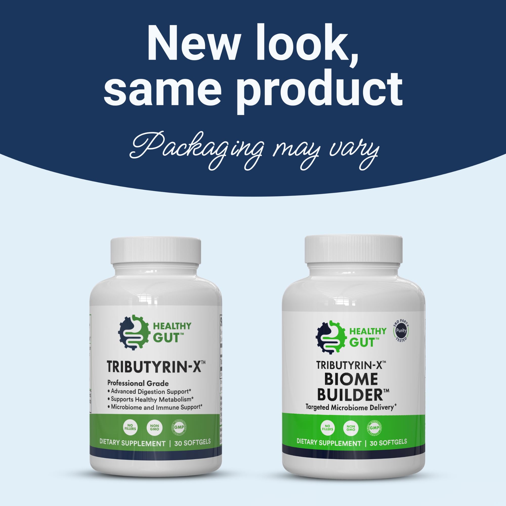 Healthy Gut Tributyrin-X swallow-friendly capsule ready for daily use.