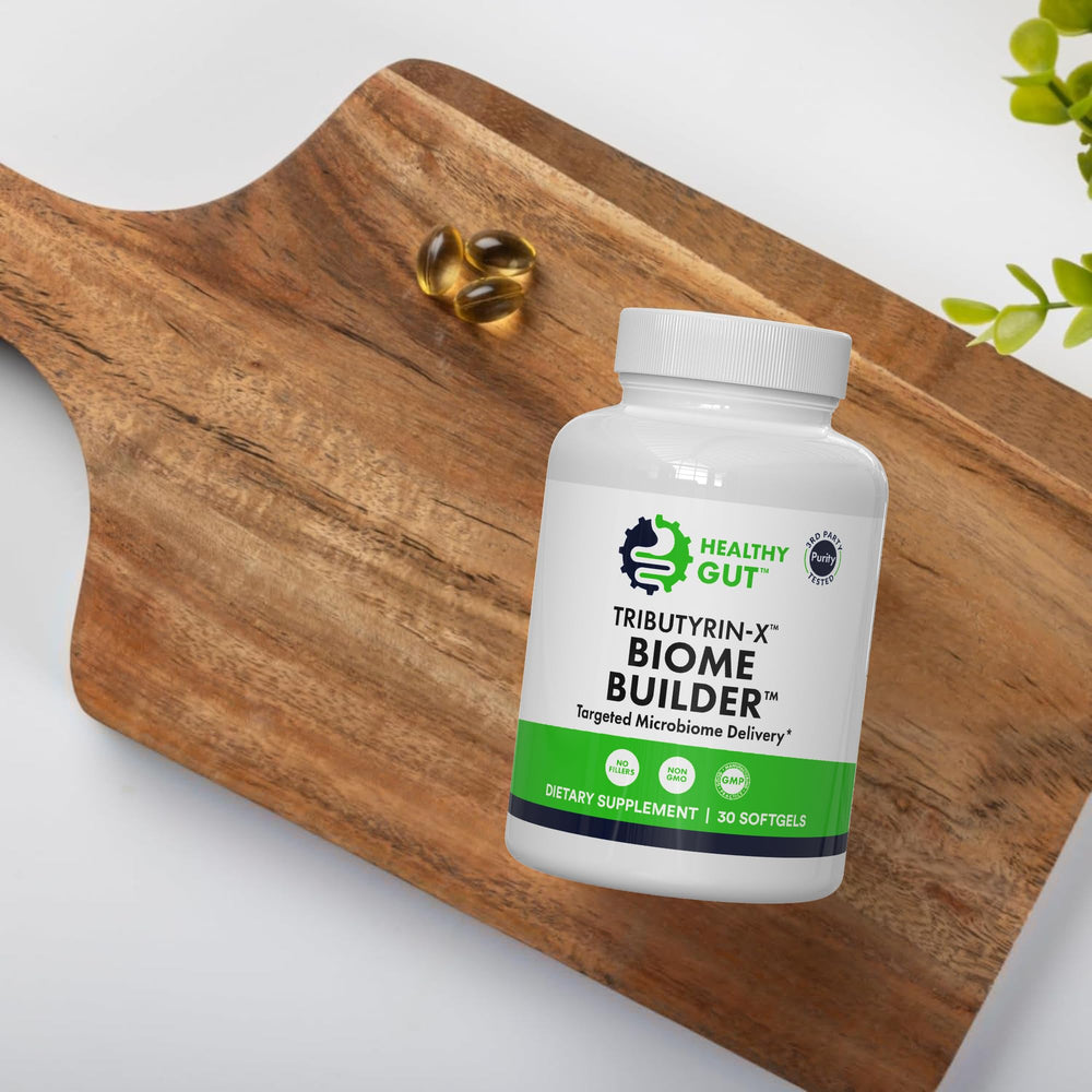 Healthy Gut Tributyrin-X daily use setup for ongoing gut support.