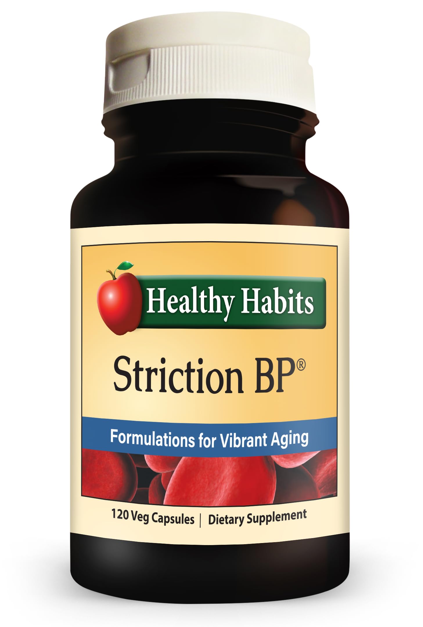 Healthy Habits StrictionBP bottle side view for daily wellness support.