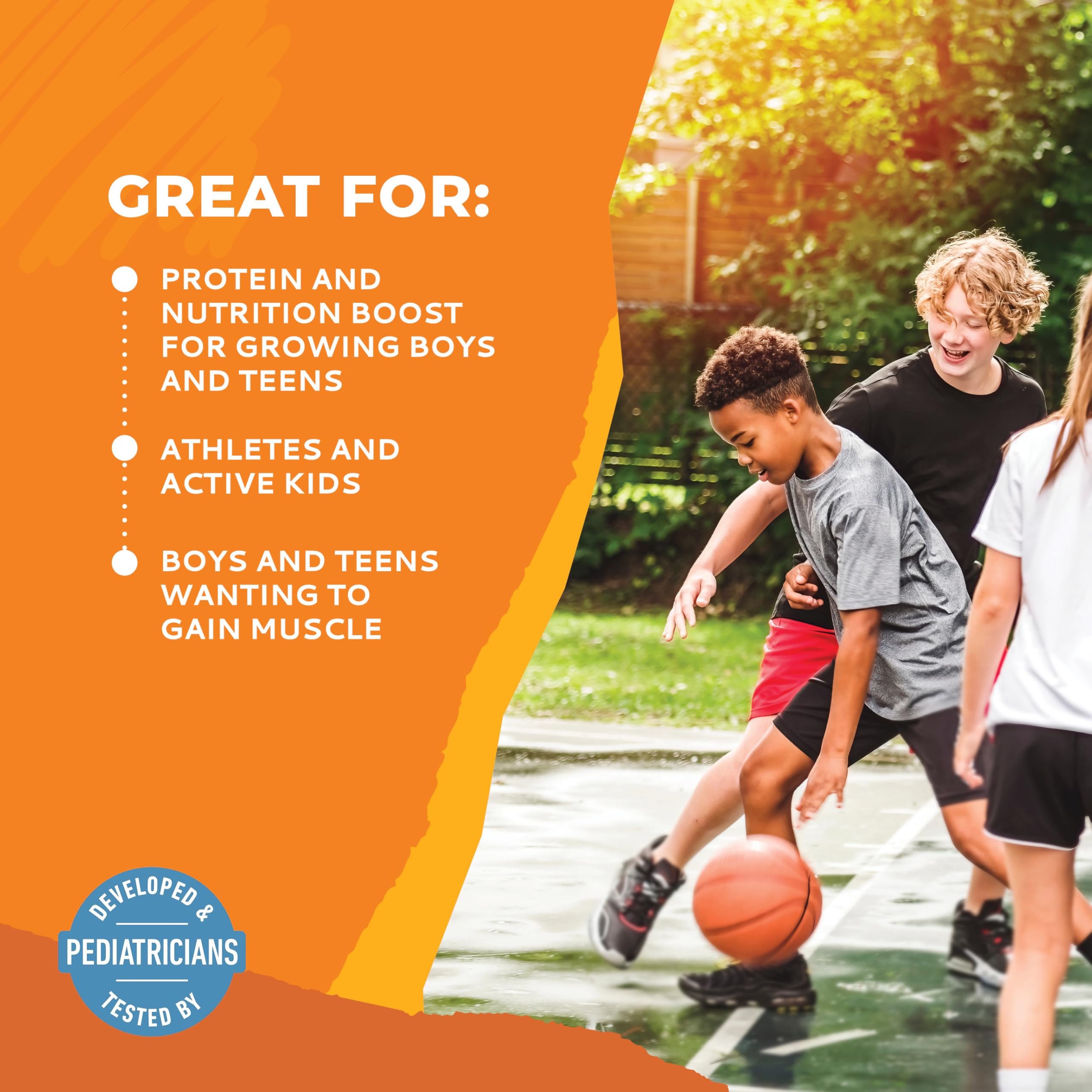 Shaking Healthy Heights Grow Daily protein drink mix for a kid-friendly shake