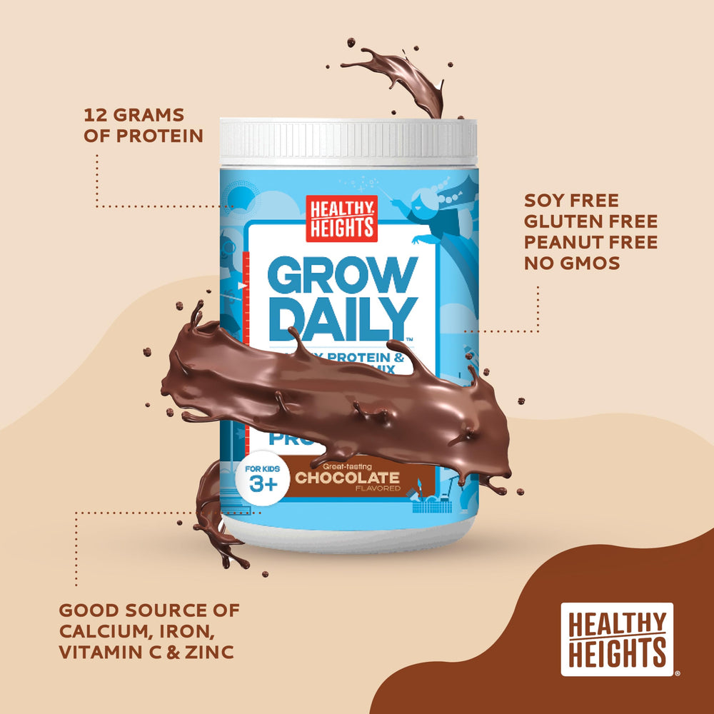 Healthy Heights Grow Daily kid shake served in glass after school