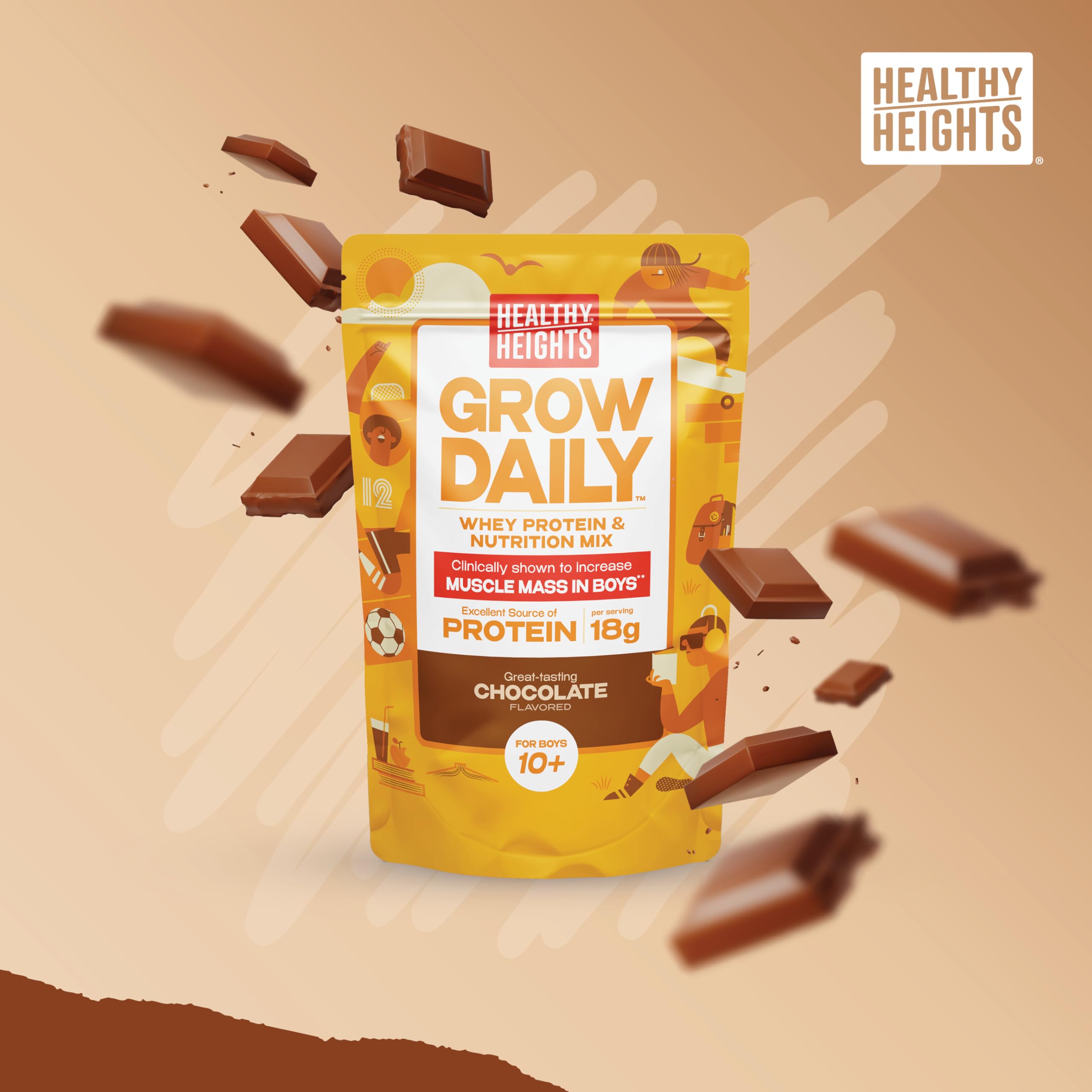 Serving scoop of Healthy Heights Grow Daily for convenient protein portioning.