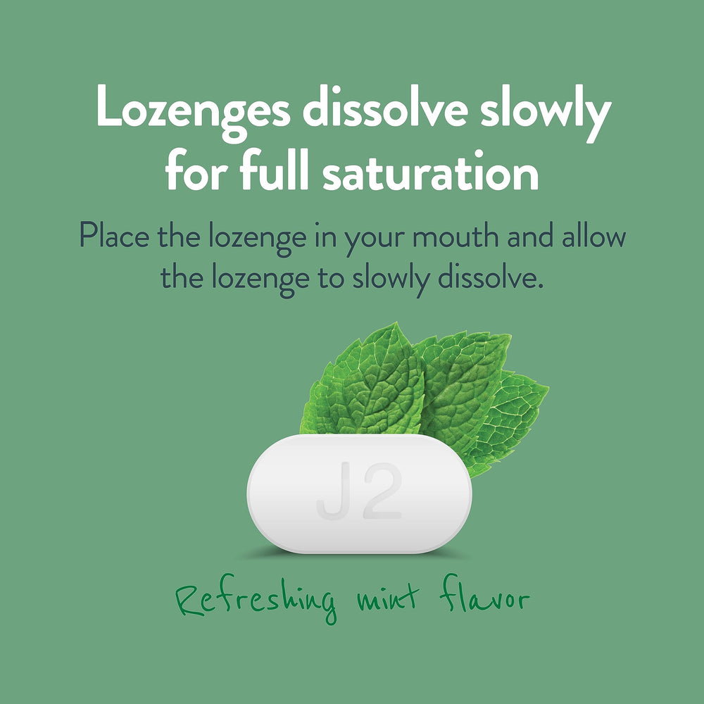 Healthy Living Nicotine Lozenge Mint 2 mg label communicates strength and dosage.