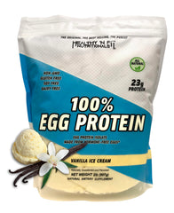 Healthy 'N Fit egg protein vanilla ice cream bottle — pure egg white protein, naturally flavored