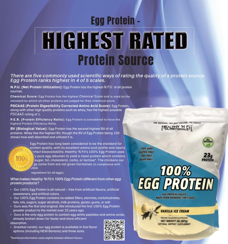Healthy 'N Fit egg protein vanilla ice cream ingredients — natural flavor and peptide rich formula