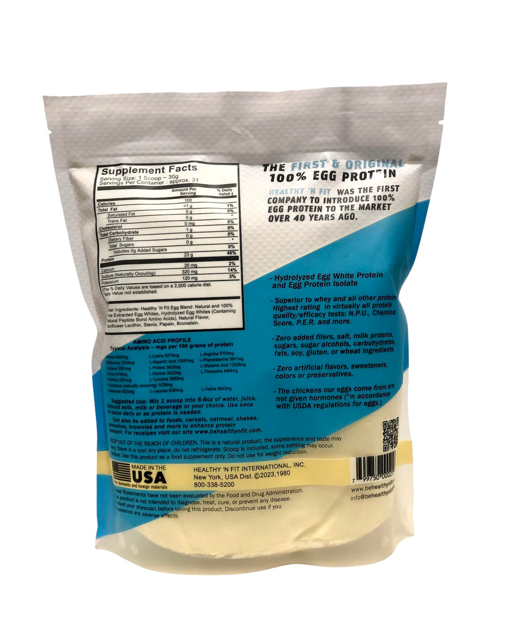 Healthy 'N Fit egg protein vanilla ice cream scoop — convenient serving for shakes