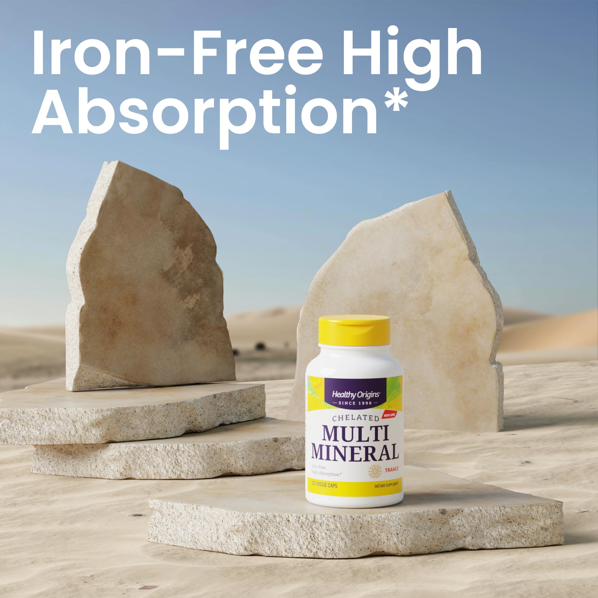 Healthy Origins Albion minerals ingredient panel shows 12 minerals.