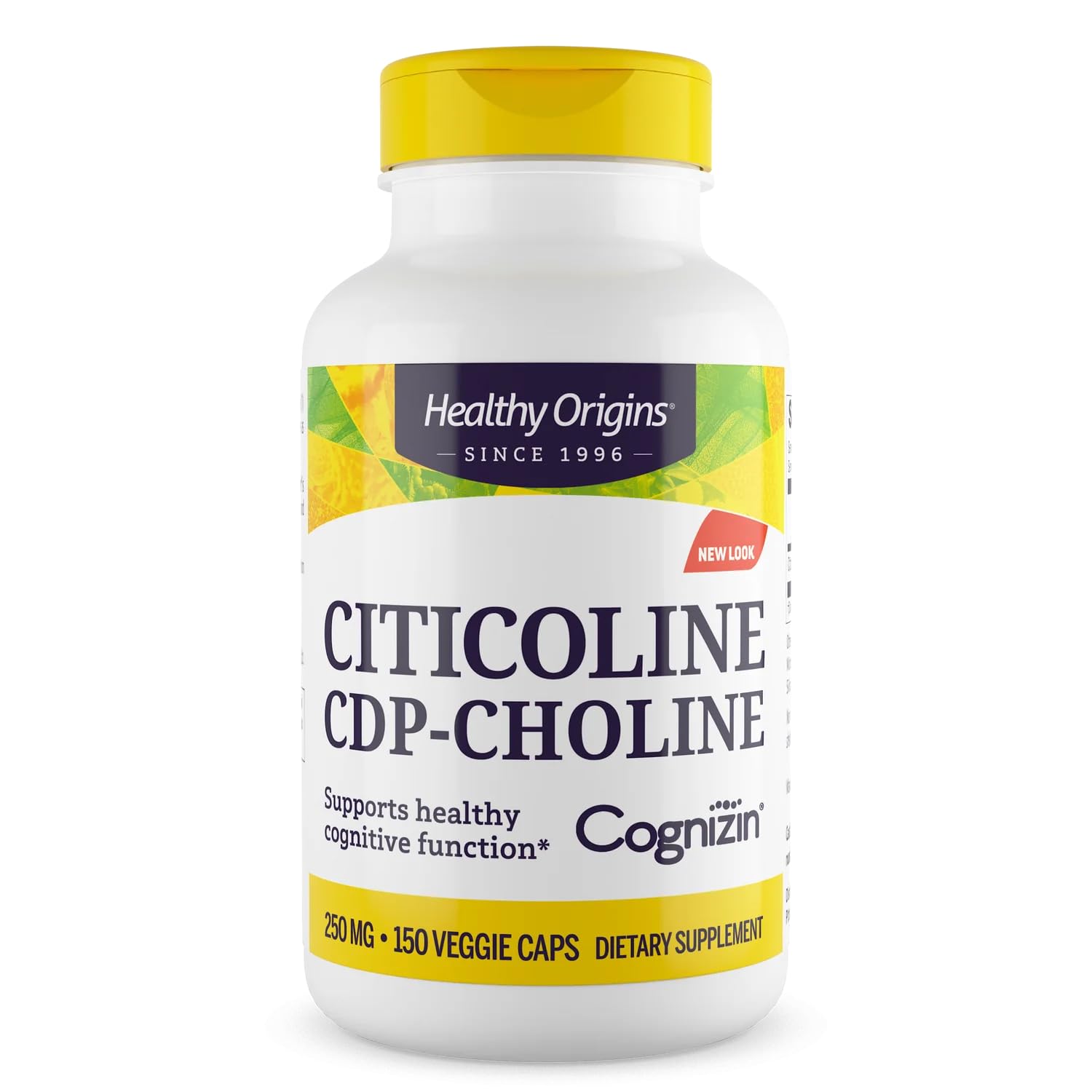 Healthy Origins Cognizin Citicoline 250 mg bottle used for daily cognitive support.