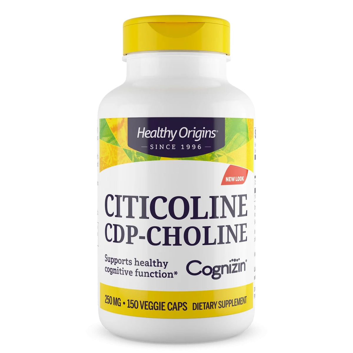 Healthy Origins Cognizin Citicoline 250 mg bottle used for daily cognitive support.