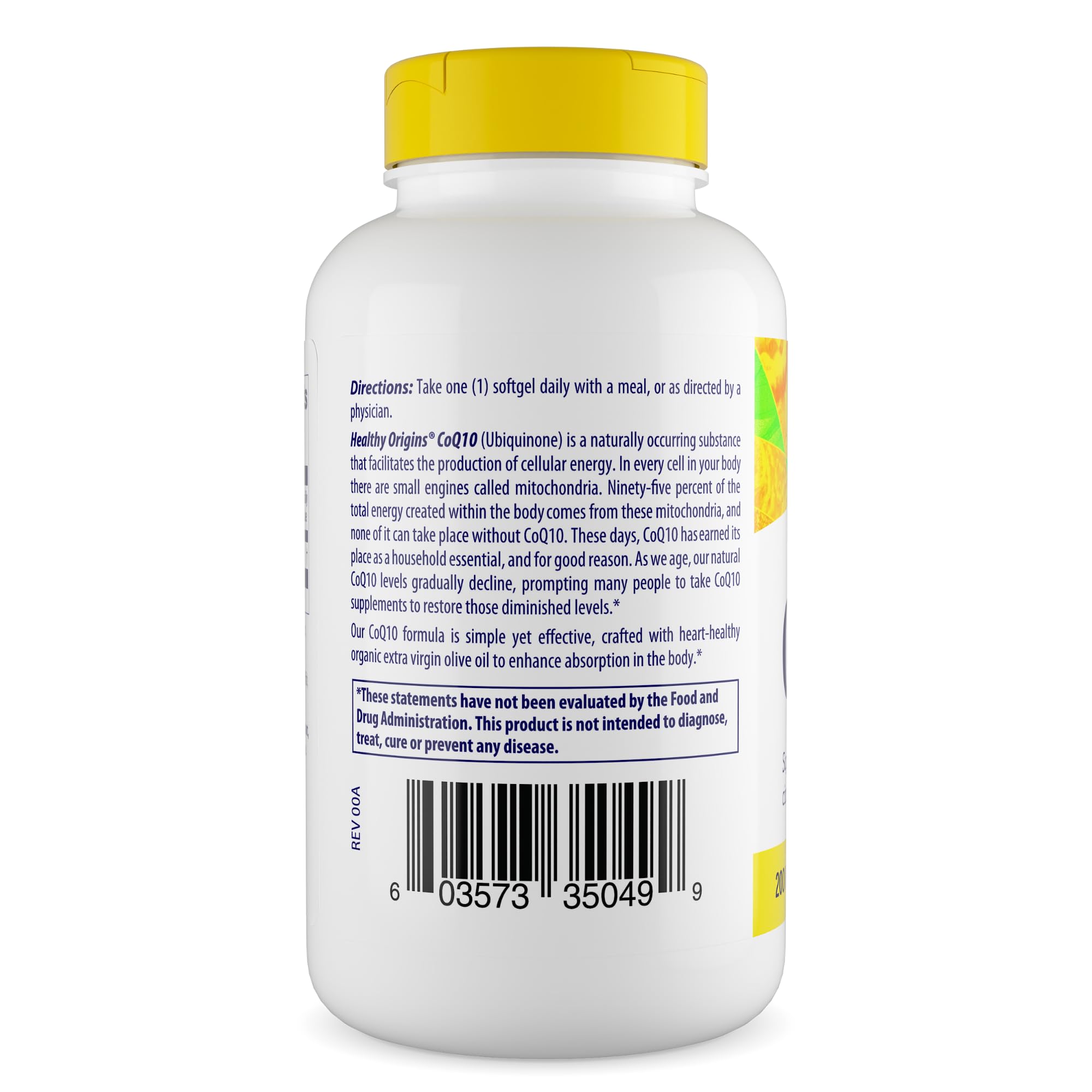 Close-up of Healthy Origins CoQ10 softgels showcasing smooth capsules.