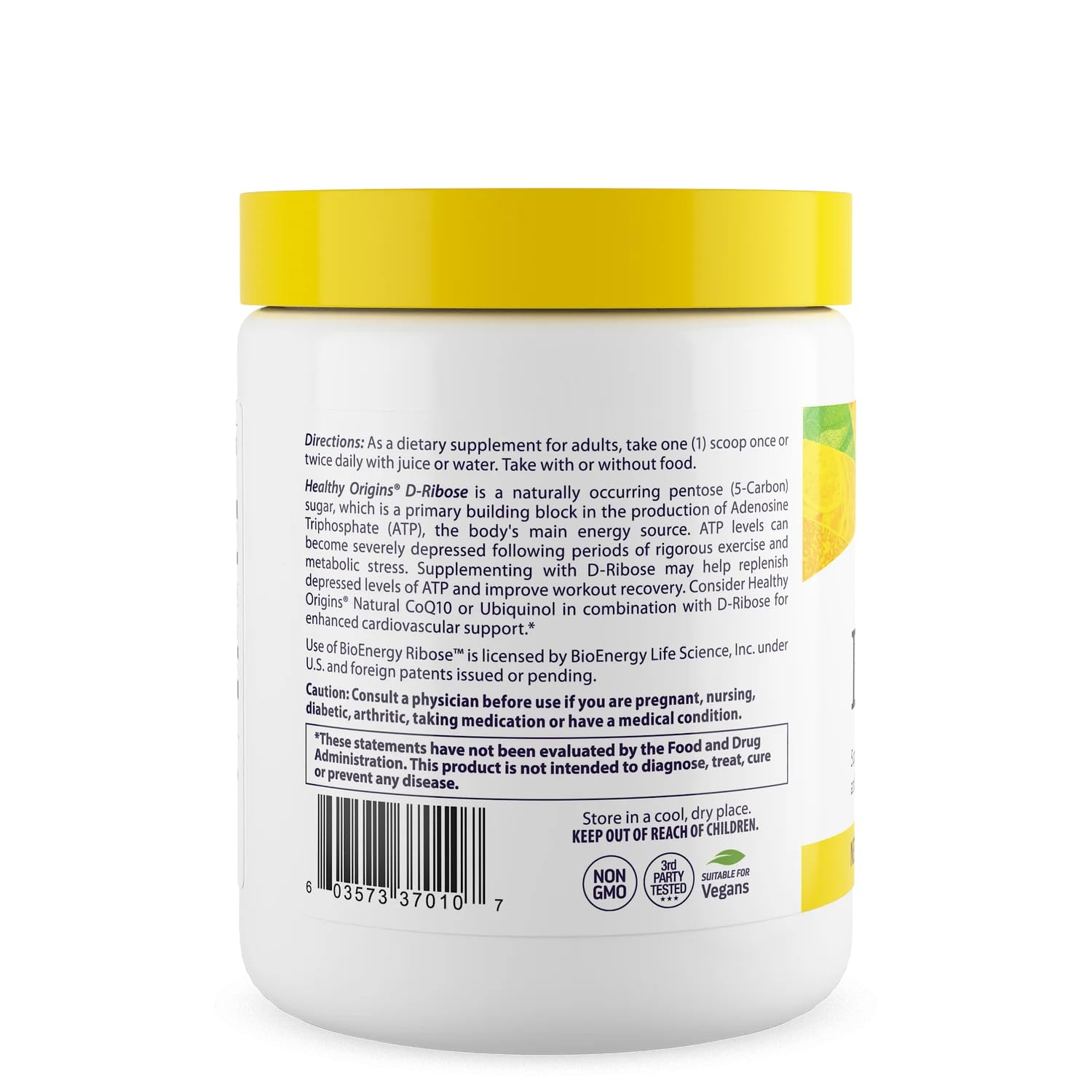 Healthy Origins D-Ribose powder dissolving in glass for quick energy support after workouts.