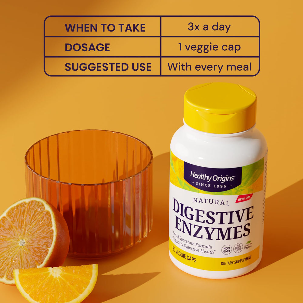 Healthy Origins Digestive Enzymes non GMO symbol signaling trusted quality