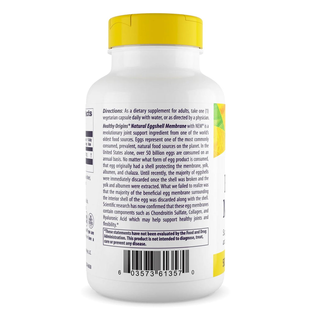 Healthy Origins eggshell membrane dietary supplement image showcases premium capsules for flexibility.