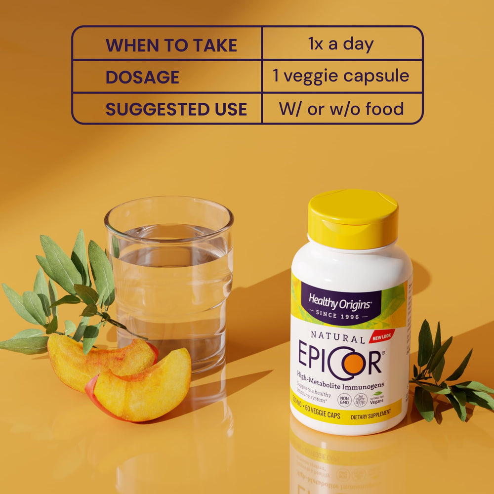 Healthy Origins EpiCor hand-holding bottle illustrates on-the-go supplementation