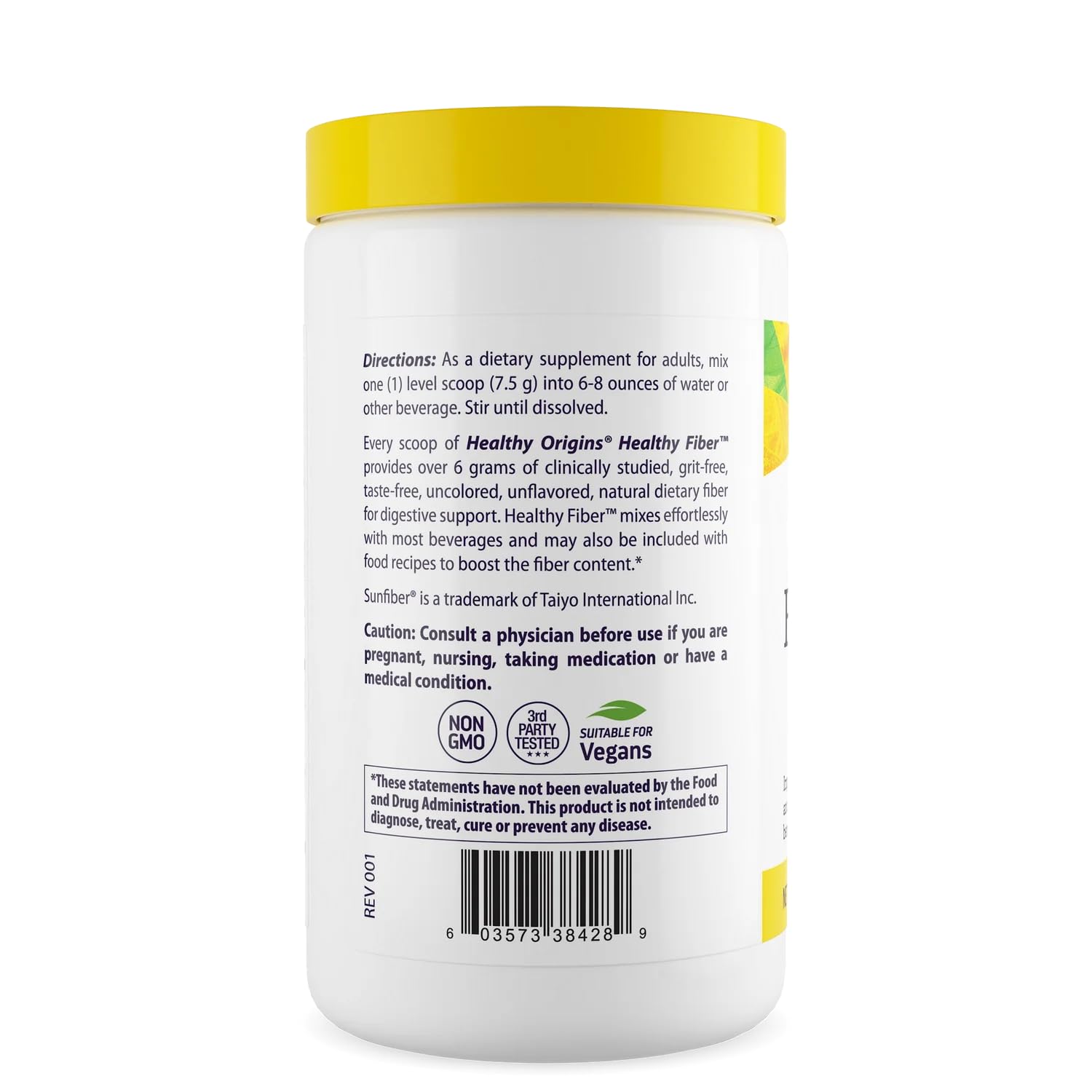 Healthy Origins Healthy Fiber scoop on the tub for easy addition
