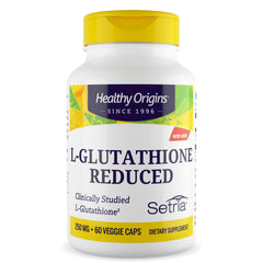 Healthy Origins L-Glutathione 250 mg bottle supports daily antioxidant protection.