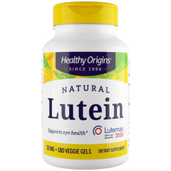 Healthy Origins Lutein 20 mg bottle close-up for eye support