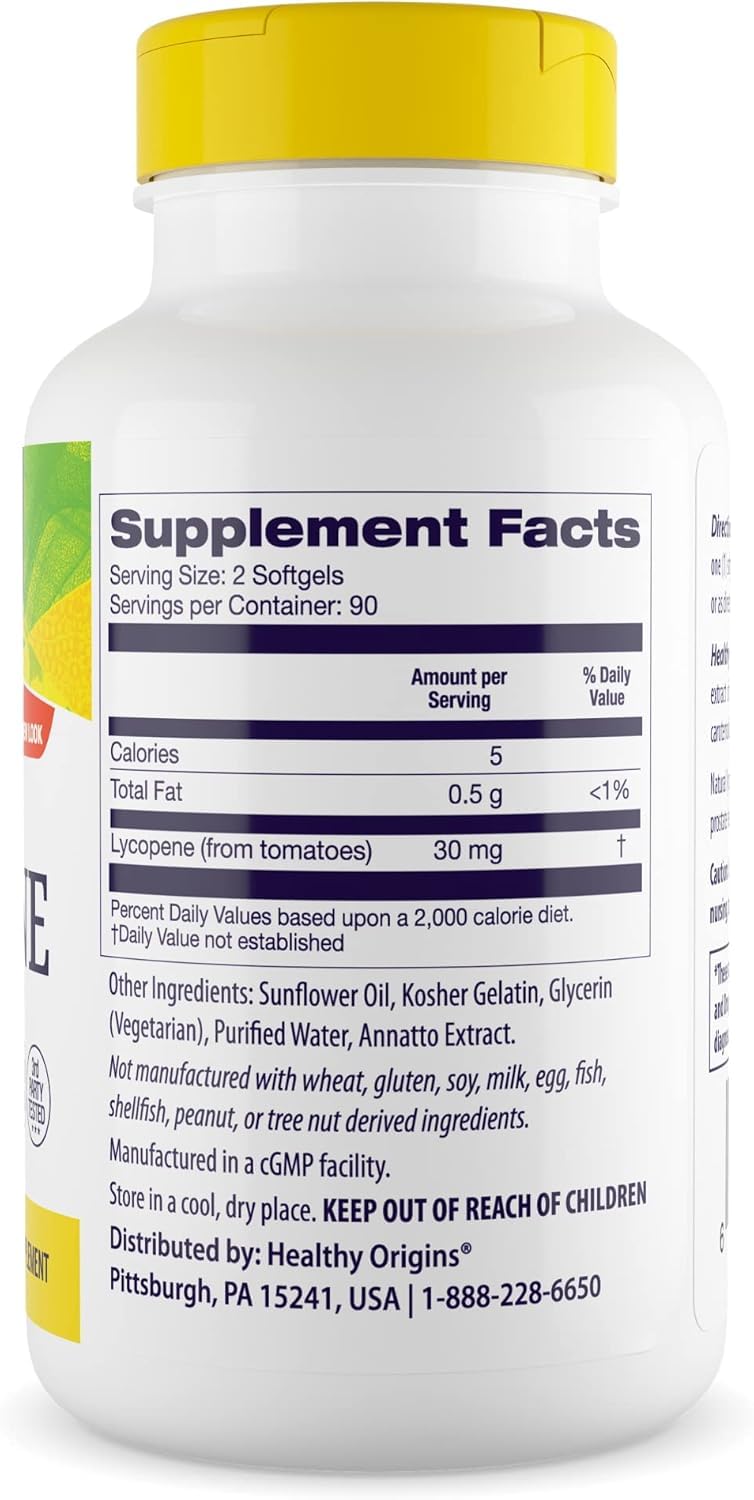 Close-up of Lycopene 15 mg softgel capsules highlighting tomato carotenoids
