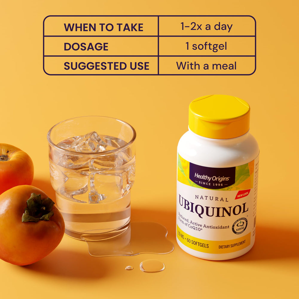 Healthy Origins packaging and bottle scene suggests convenient daily supplementation.