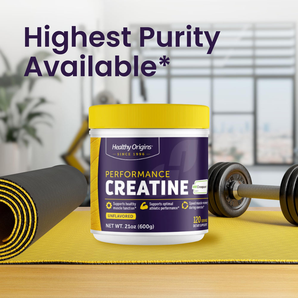 Post-workout recovery scene with Healthy Origins Creatine aiding muscle energy.