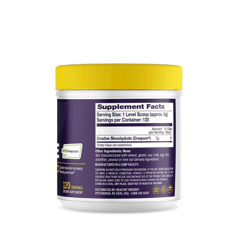 Healthy Origins Performance Creatine powder texture, micronized for smooth mixing.