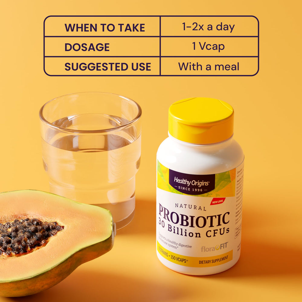 Healthy Origins probiotic packaging emphasizing 60 veggie caps