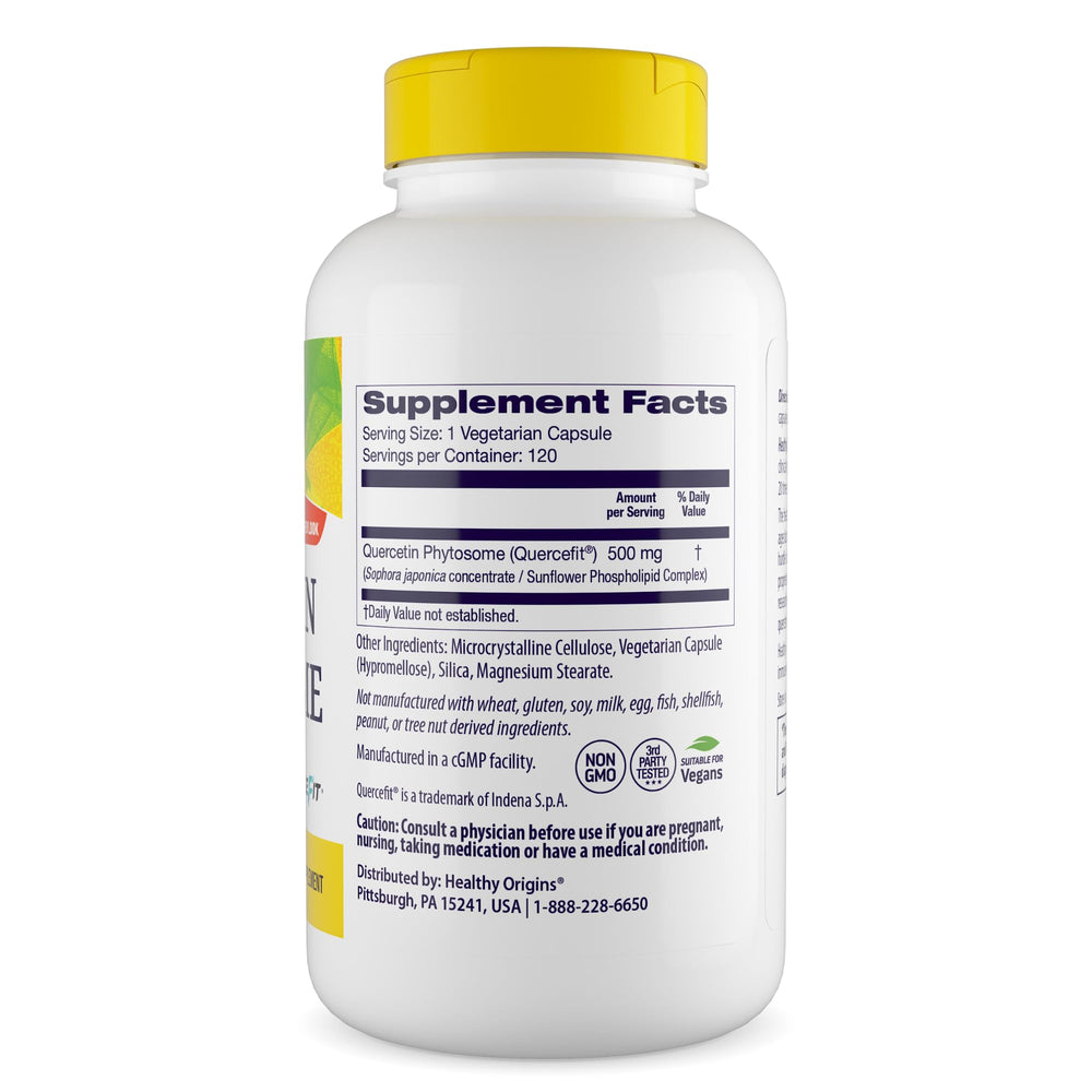 Healthy Origins Quercetin Phytosome capsules ready for daily use